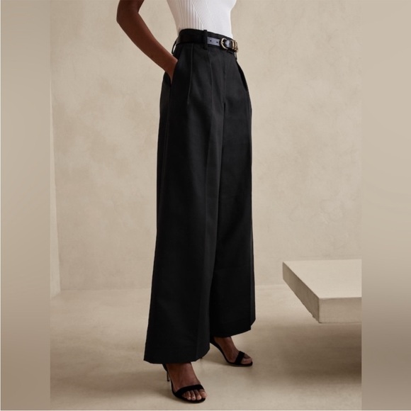 BANANA REPUBLIC Cruise Wide-Leg Pants Black 8 Regular Women’s - Picture 4 of 11